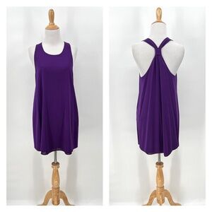 ALICE AND OLIVIA Silk Racerback Mini Dress Womens Medium Purple Shift Short